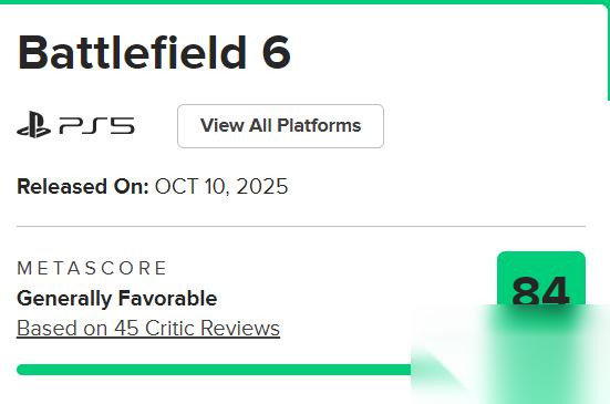 戰(zhàn)地6 評分解禁 M站均分84分好評率96%