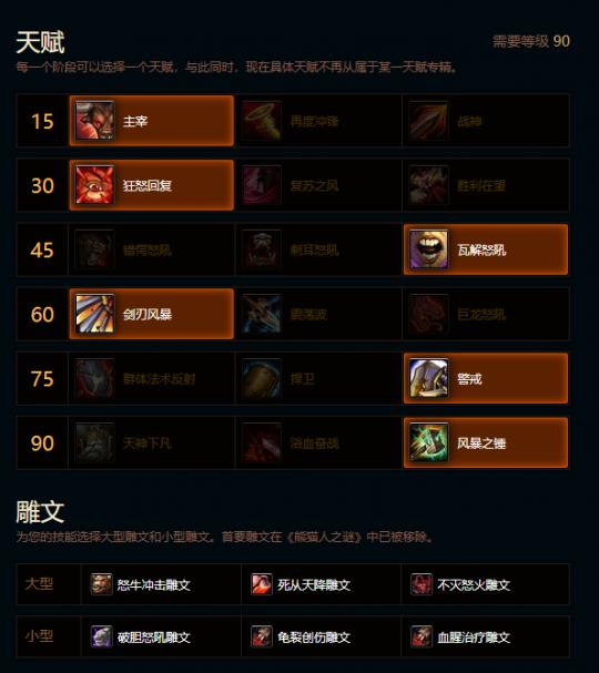 魔獸世界熊貓人之謎狂暴戰(zhàn)天賦雕文推薦