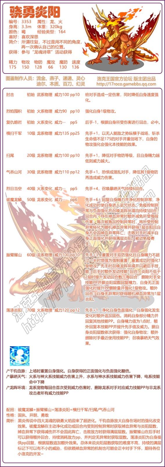 洛克王國驍勇炎陽技能搭配